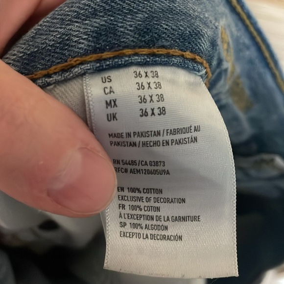 American Eagle Outfitters size 36x36 Light Blue Men's Relaxed Straight Jeans - Picture 8 of 10